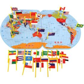 Puzzle Carte du Monde en Bois Pliable avec Drapeaux et Capitales – لعبة تعليمية للأطفال خريطة العالم مع الأعلام والعواصم