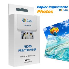Lot de 20 Papier Zinc Autocollant pour Imprimante Photo GG 76 x 50 mm