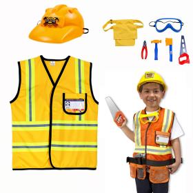 Costume Déguisement Travailleur de Construction avec Outils Jouet - لباس المهندس المعماري للأطفال