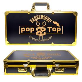 Mallette de barbier professionnelle en aluminium doré avec Logo – حقيبة مستلزمات الحلاقة