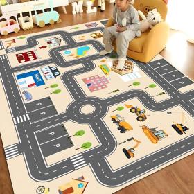 Tapis de Jeu Circuit Voiture pour Enfants 120x155cm – سجادة لعب للأطفال على شكل مسار سيارات