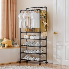 Perchero Organisateur à 5 Niveaux avec Roues pour Vêtements et Chaussures – منظم ملابس وأحذية بخمسة مستويات