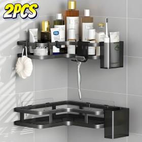Étagère de douche d'angle 2PCS en acier inoxydable sans perçage