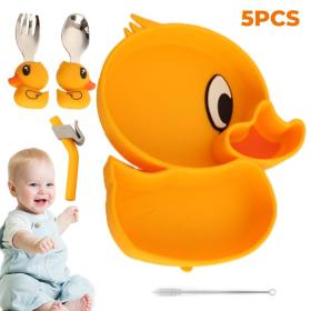 Assiettes pour Tout-Petits avec Ventouse Canard 5pcs – أطباق للأطفال مع قاعدة شفط