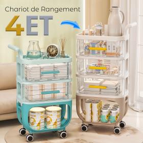 Chariot de Rangement à Roulette 4 Niveaux – سلة تنظيم أغراض متنقلة