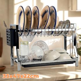 Égouttoir à Vaisselle Double Tier 33x47x22cm – رف تجفيف الأواني بطبقتين 