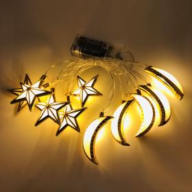 Guirlande Lumineuse Eid et Ramadan LED 10pcs - إضاءة رمضان على شكل قمر ونجمة