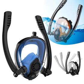 Masque de Plongée Intégral 180 ° Grande vue Anti-buée avec Double Tubes- قناع غوص إحترافي