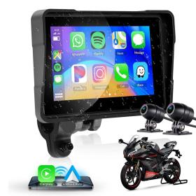 Écran tactile pour Moto avec Guidons Bracelet CarPlay, GPS, Bluetooth, Dashcam Avec détecteur de pression de pneus